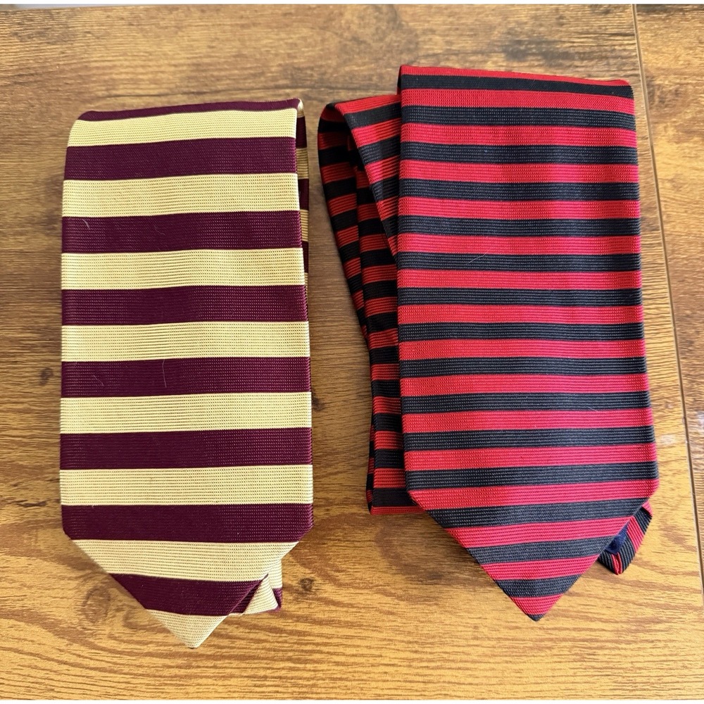 Pair Vintage Striped 100% Silk Brooks Brothers Neckties